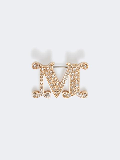 Max Mara Crystal-adorned Monogram brooch - OPTICAL WHITE