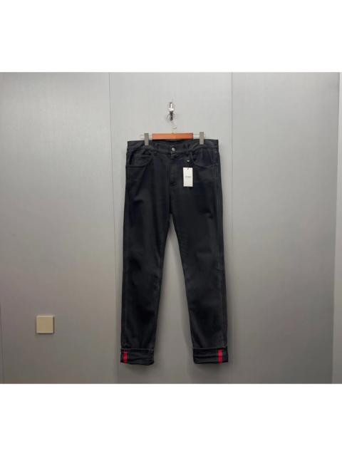 GUCCI Gucci Washed Black Denim Jeans with Inner Red and Green Webbing