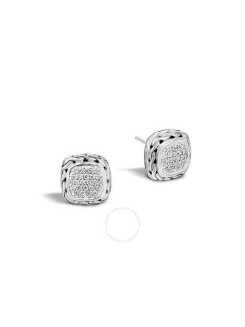 Other Designers John Hardy Classic Chain Silver Diamond Pavé (0.28ct) Small Square Earrings