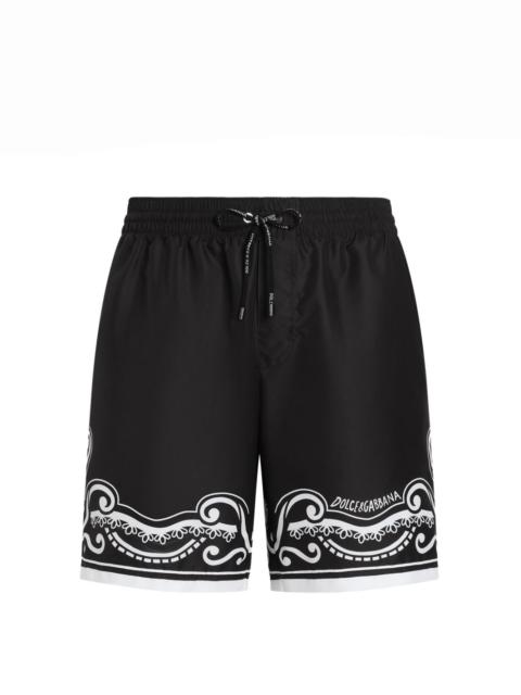 bandanna-print mid-length swim shorts