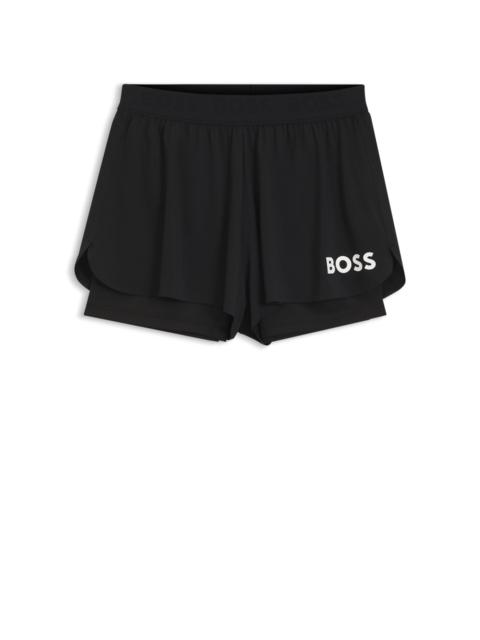 BOSS STRETCH-JERSEY SHORTS WITH CONTRAST LOGO