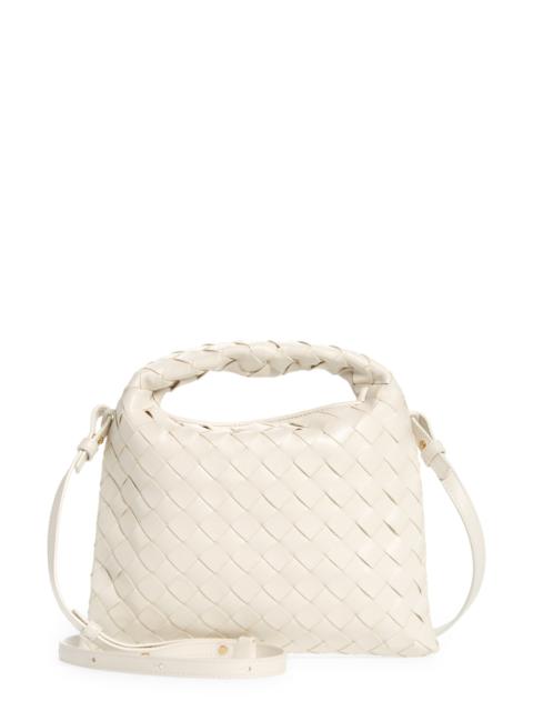 Bottega Veneta Bottega Veneta Mini Hop Intrecciato Leather Hobo Bag in White/Brass/White at Nordstrom