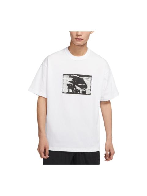 Nike Men's Nike Alphabet Logo Pattern Printing Round Neck Pullover Short Sleeve White T-Shirt DR5758-100