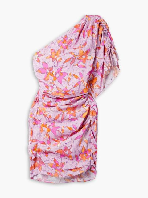 Isabel Marant Solenne one-shoulder ruched floral-print stretch-crepe mini dress
