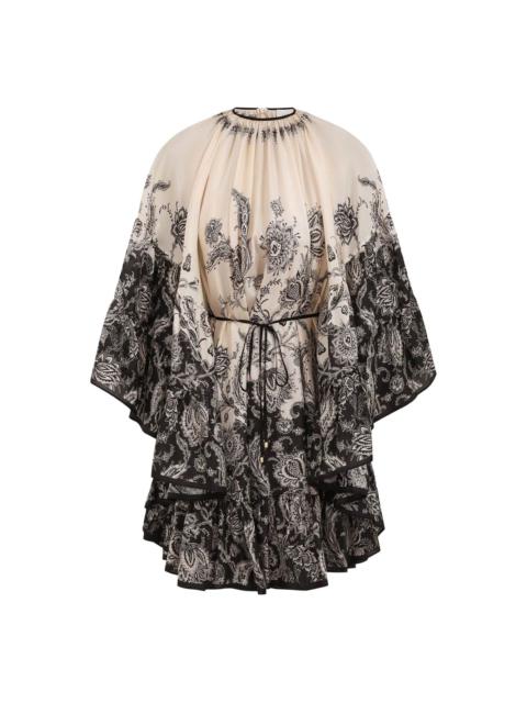 paisley-print ruffled dress