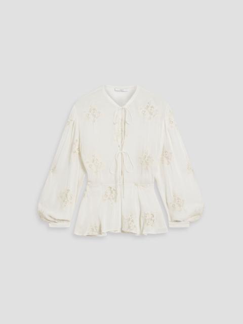 Other Designers Lalia chiffon and crocheted lace blouse