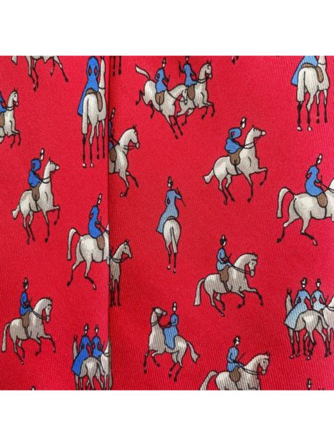 Hermès Hermes Paris Silk Tie 7599 SA Horses Red