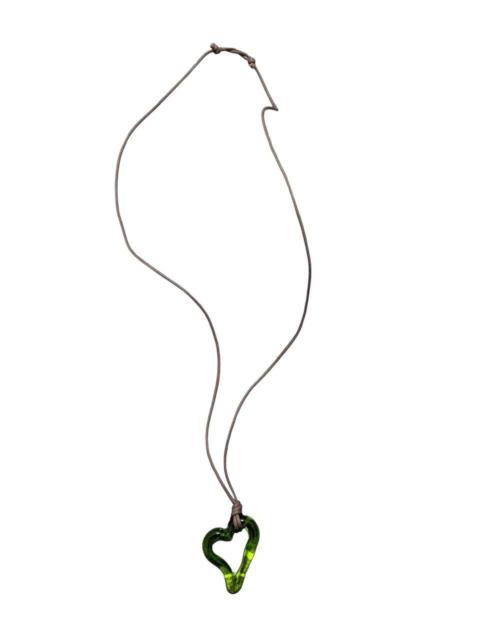 Other Designers Native - HANDMADE LIME GREEN MURANO GLASS HEART PENDANT NECKLACE