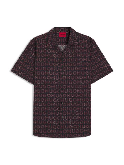 HUGO PRINTED RELAXED-FIT SHIRT IN COTTON POPLIN