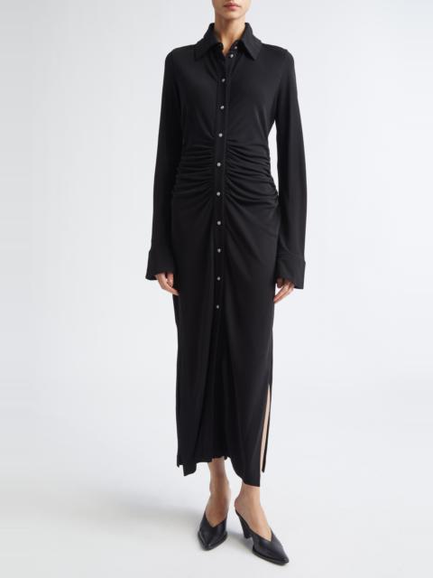 Altuzarra Altuzarra Claudia Print Ruched Long Sleeve Jersey Shirtdress in Black at Nordstrom