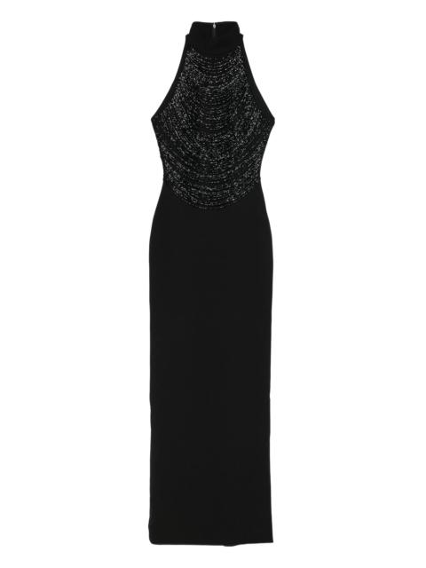 SOLACE LONDON Portia embellished halterneck maxi dress
