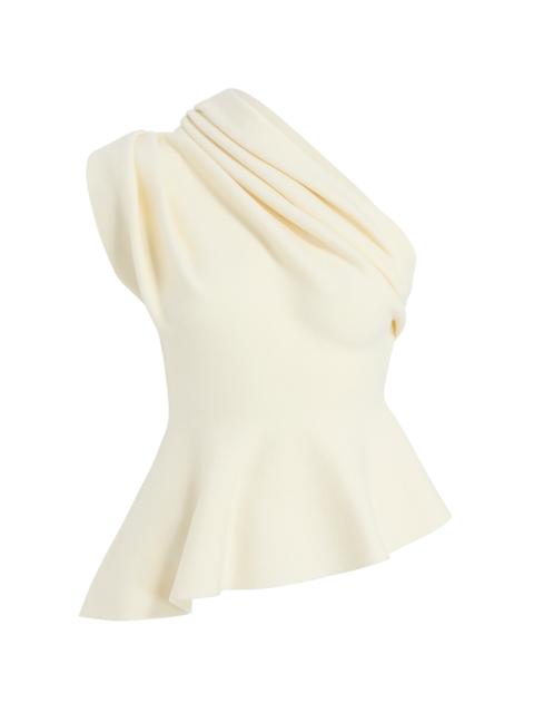 KHAITE Aimee Asymmetric Merino-Wool Top ivory