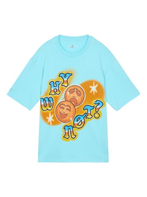 Jordan Air Jordan 'why Not' Round Neck Cotton Printing Short Sleeve Pink Blue DO2506-482