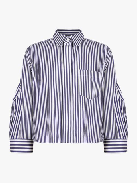 sacai CROP STRIPE SHIRT WITH BALLOON SLEEVE DETAIL | NAVY/WHITE