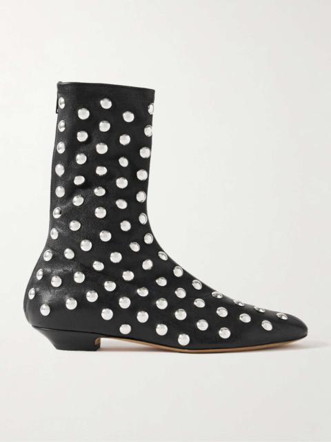 Studded leather ankle boots