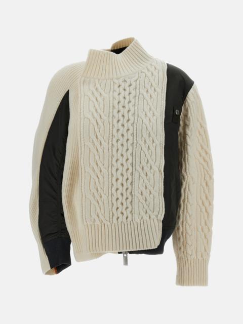 sacai Sacai Women Nylon Twill X Wool Knit Blouson