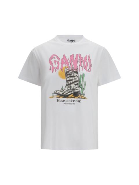 GANNI Ganni Western T-shirt With Cowboy Boots