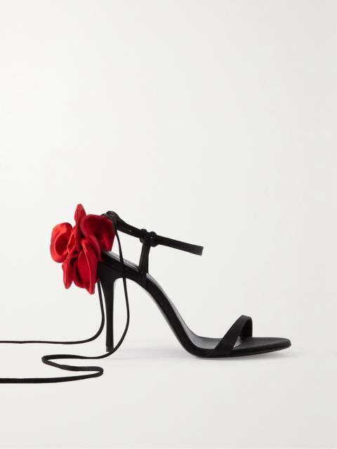 MAGDA BUTRYM Appliquéd Lace-up Satin Sandals