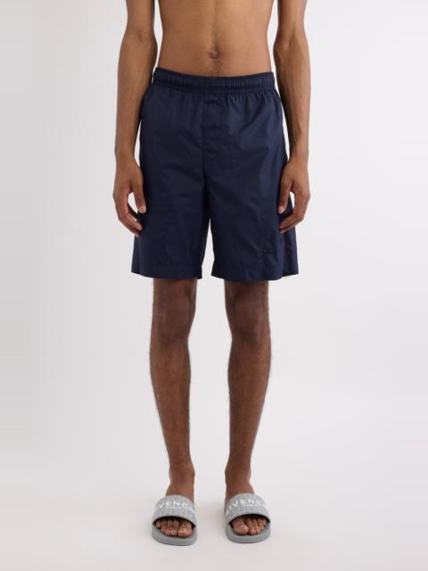 Givenchy Givenchy Logo Embroidered Swim Trunks in Dark Blue at Nordstrom