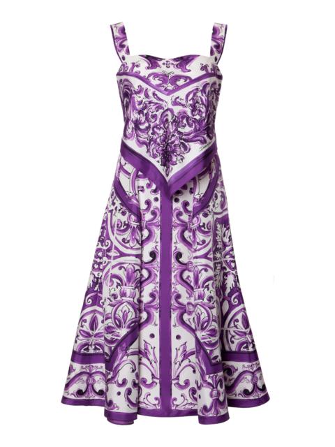 Dolce & Gabbana Printed Silk Twill Midi Dress multi