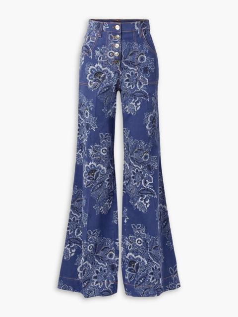 Etro Printed high-rise flared jeans