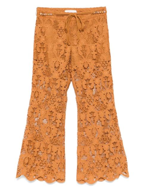 Zimmermann Coco Lace Flare Pant in Biscuit