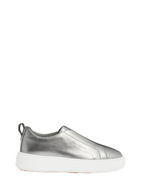 Santoni Santoni Women's silver laminated leather slip-on sneaker at Nordstrom