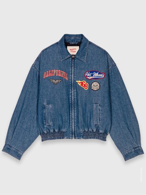maje Oversized embroidered denim jacket