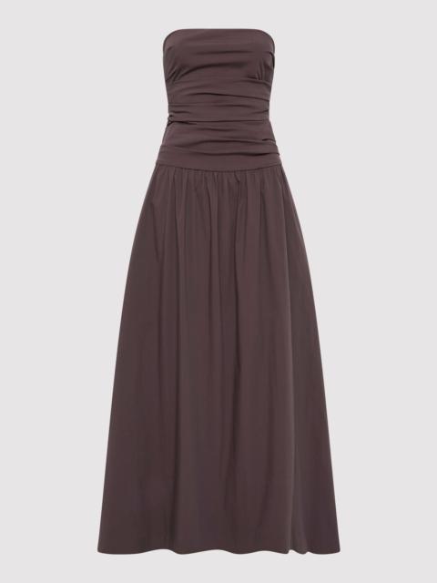 ST. AGNI Gathered Strapless Tie Back Dress - Chocolate Plum
