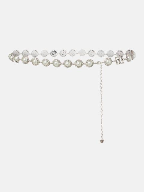 MAGDA BUTRYM Crystal-embellished faux pearl belt
