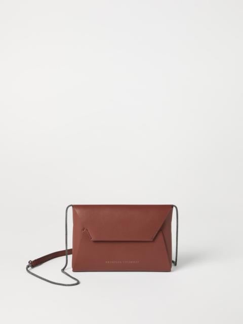 Brunello Cucinelli BC Duo pochette in calfskin with precious chain