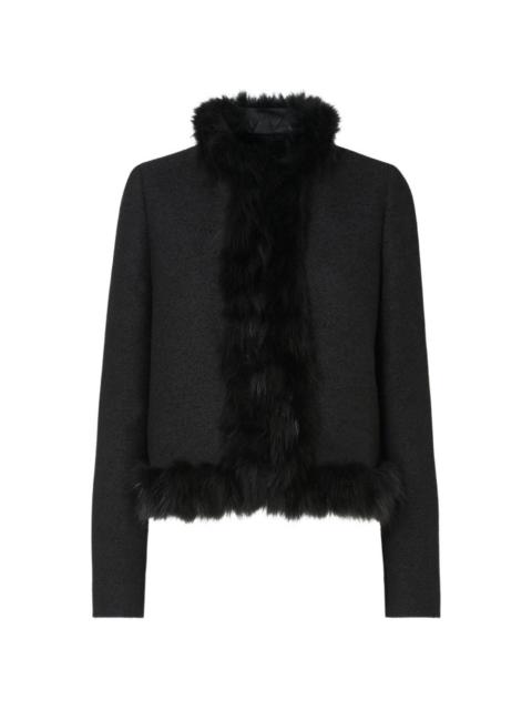FENDI Fendi Women Shearling Trim Wool Jacket