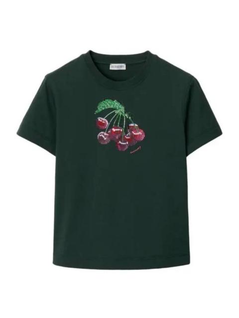 Burberry Burberry Crystal-Embellished Cherry Cotton T-Shirt