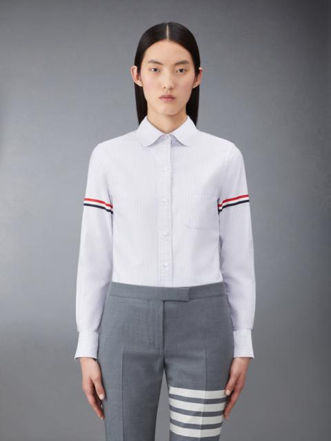 Thom Browne Medium Grey University Stripe Oxford Grosgrain Armband Long Sleeve Shirt