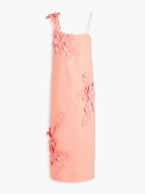 Zimmermann Floral-appliquéd linen midi dress