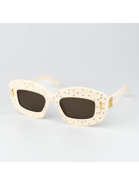 Loewe Loewe ANAGRAM Women Sunglasses Crystal Ivory Brown Rectangle LW4114IS 25E