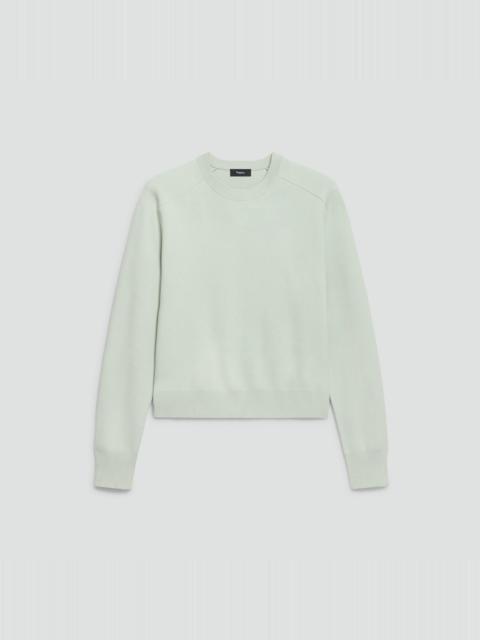 Theory Cropped Crewneck Sweater in Light Bilen