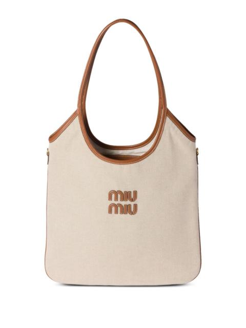 Miu Miu Miu Miu Women Ivy Canvas And Leather Shoulder Bag