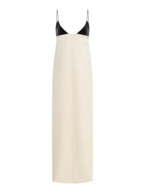 BRANDON MAXWELL The Bridges Wool-Blend Maxi Dress black/white