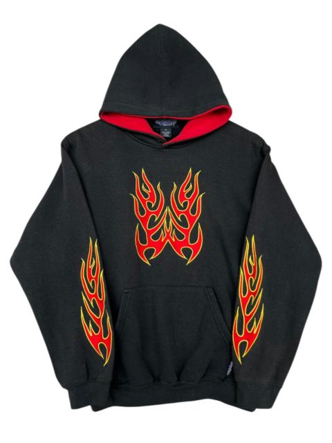 Other Designers Vintage Y2K Silver Point Flame Baggy Boxy Black Hoodie