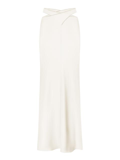 ANNA OCTOBER Crossed Satin Midi Skirt white