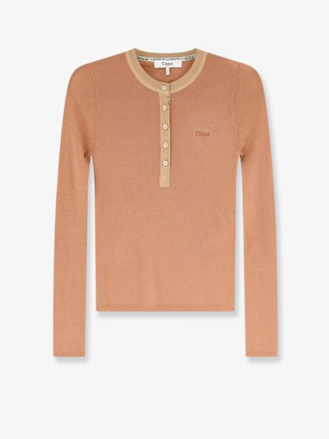 Chloé Chloe Ribbed Wool T-Shirt Pink Women