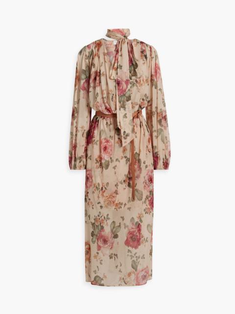 Zimmermann Belted floral-print chiffon midi dress