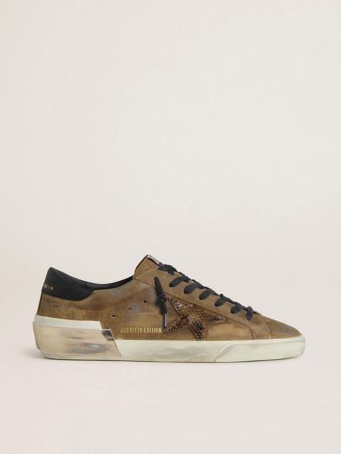 Golden Goose Men's Super-Star LTD in waxed suede with python-print star and nappa leather heel tab