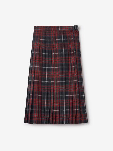 Burberry Check Wool Blend Midi Kilt