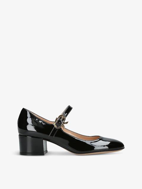 Gianvito Rossi Mary Ribbon Vernice patent-leather heeled courts