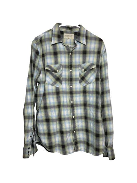 Ralph Lauren Denim & Supply Button Up Shirt Long Sleeve Plaid Black Blue Large