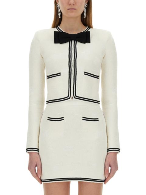 Self-Portrait Women Jacquard Cardigan With Bow