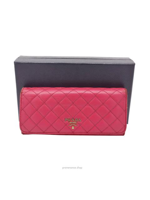 Prada Prada Long Wallet - Pink Quilted Saffiano Leather