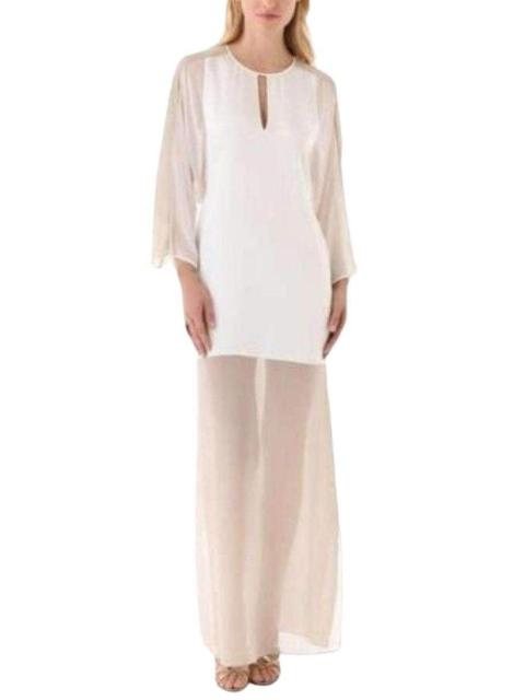 Other Designers Sheer Chiffon Panels Silk Dress